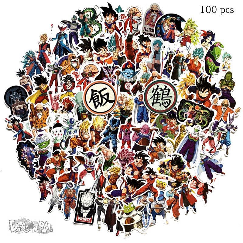 Y&P| Dragon Ball ดราก้อนบอล สติกเกอร์กันน้ำรูปแบบที่แตกต่างกัน, 100 ชิ้น