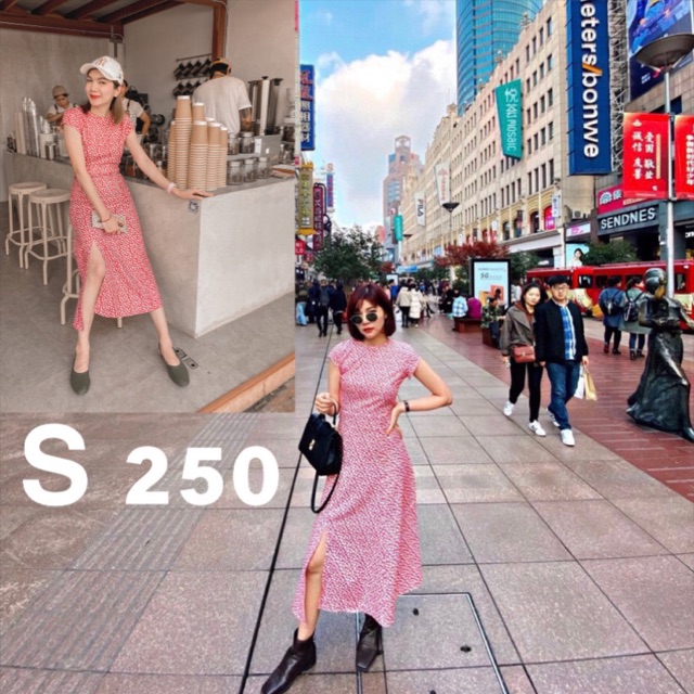 Yqkoreanshop ชุดเดรสยาว ลายดอกไม้จิ๋ว