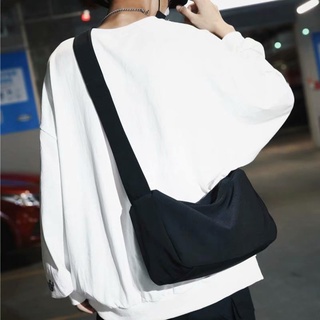 Korean Casual Simple Literary Fan Zipper Black Bags Solid Messenger Bag Shoulder Canvas Bag Couple Crossbody Fashion Bag