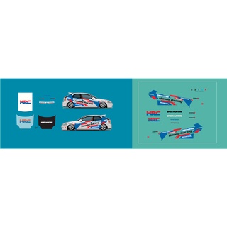 ดีคอล Honda Racing หมึกรองขาว ติดชิ้นงานได้ทุกสี ติดรถHot Wheels /Majorette 1:64 Decal  water slide