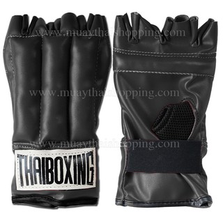 THAIBOXING แบ็คชกกระสอบทรายห้านิ้วโผล่หนังเทียม สีดำ