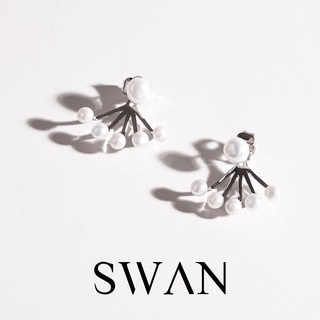 SWAN - Pilar Pearl Earring ต่างหูเงินแท้ ต่างหูเจาะ ต่างหูติดหู ต่างหูมุกแท้ ต่างหูมุกน้ำจืด