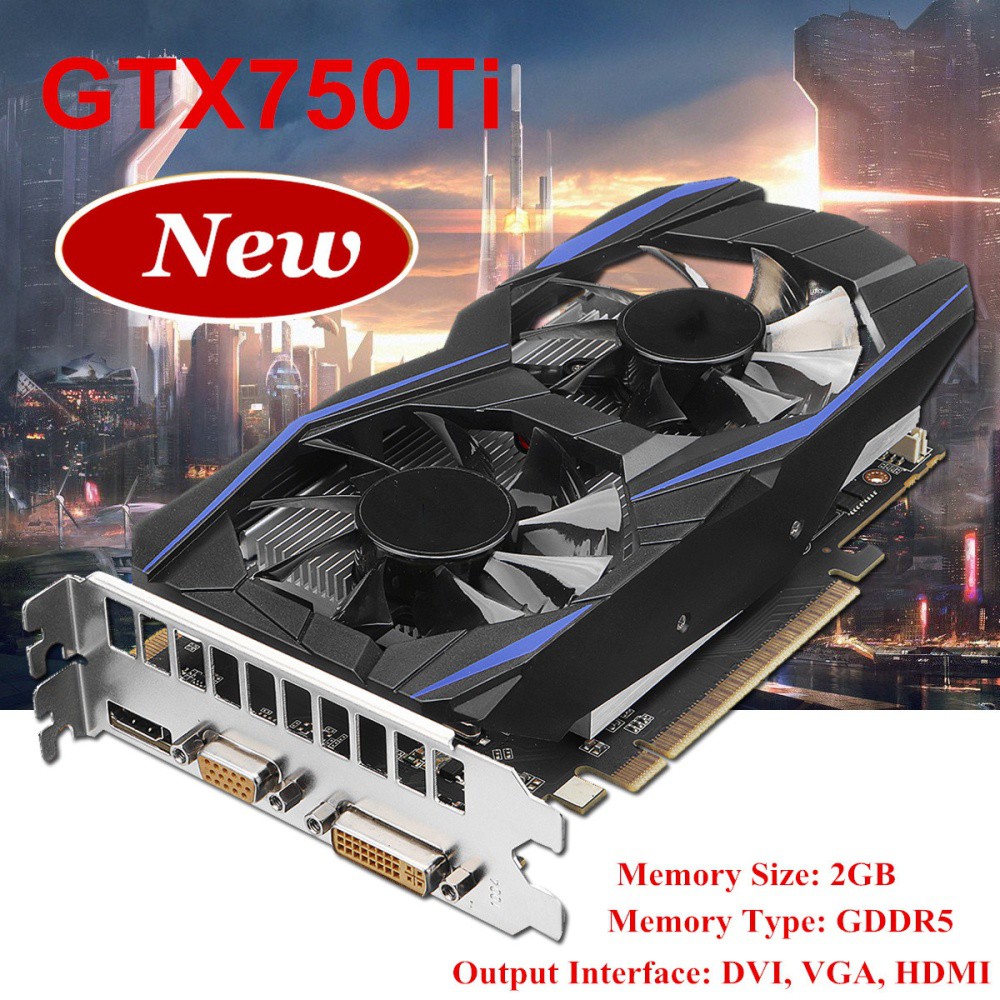 การ์ดจอ Nvidia VGA GTX 750 Ti 2GB DDR5 128Bit พร้อมพัดลมคู่ พัดลมปลอม
