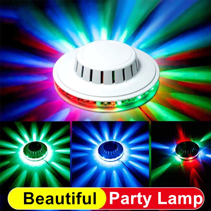 8w RGB Home Party โคมไฟ 48LEDs RGB เปลี่ยนสีอัตโนมัติหมุนดอกทานตะวัน UFO LED Stage Light Bar ดิสโก้เ