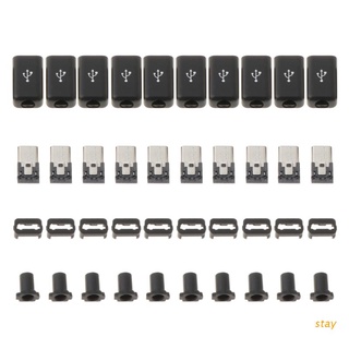 Stay ปลั๊กเชื่อมต่อ Micro Usb ตัวผู้ 5 Pin 10 ชุด พร้อมฝาครอบพลาสติก 4 In 1 Diy