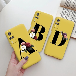 เคสโทรศัพท์มือถือแบบนิ่ม กันกระแทก ลายดอกไม้ ตัวอักษร แฟชั่น สําหรับ Vivo Y51 2020 Y51A Y31 2021 V2036 V2030