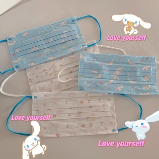 หน้ากาก ลายการ์ตูน Cinnamoroll Sanrio 3PLY 10 ชิ้น สําหรับผู้หญิง และผู้ชาย 10 ชิ้น