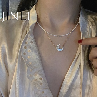 สร้อยคอโลหะผสมจี้เปลือกหอยสําหรับผู้หญิง Rhinestone