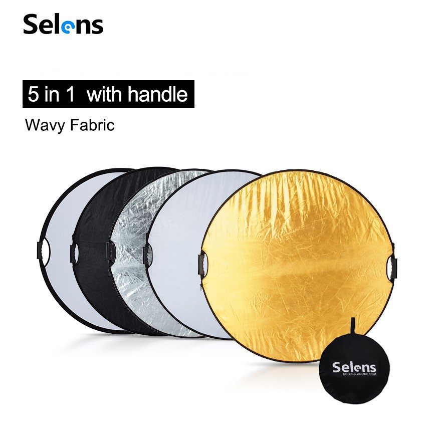 Selens Reflector แผ่นสะท้อนแสง 5 in1 110 ซม. 80 ซม. 60 ซม. แผ่นกันแสงสะท้อนแบบพกพา สำหรับถ่ายภาพสตูดิโอ