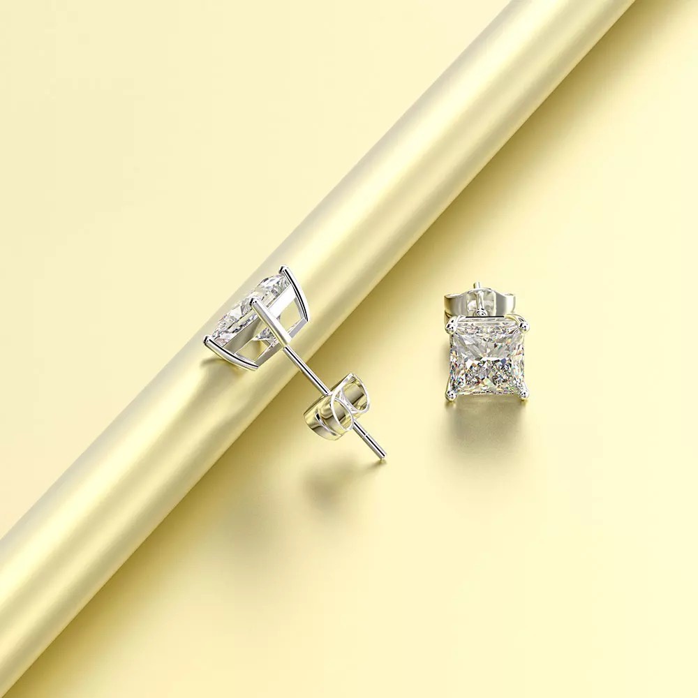 ต่างหูเงินแท้เพชรCZ งานเกรดดี AAA+ เพชรขาวใสเงา (ราคา 1คู่)  ทำจากเงินแท้ 92.5% ตามมาตฐานสากล - รูปที่ 2