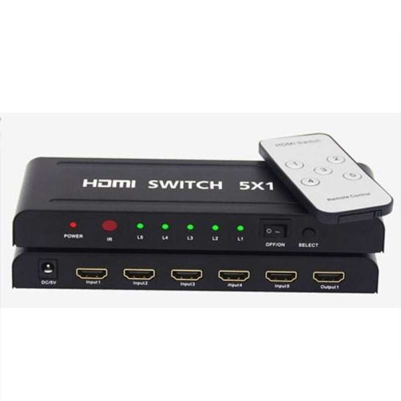 5x1 HDMI Switch Switcher Splitter HD 4K*2K 1080P 5-in 1-out Video Hub  Remote Control