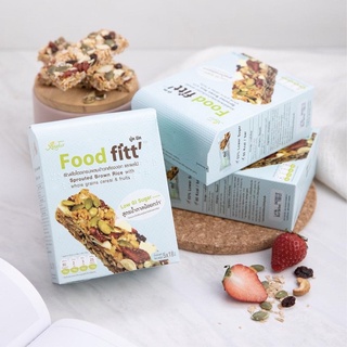 ซีเรียลบาร์ Food Fitt ธัญพืชโฮลเกรนผสมข้าวกล้องงอกและผลไม้ สูตรน้ำตาลน้อย ช่วยย่อยอาหาร 1 กล่อง 5 ชิ้น