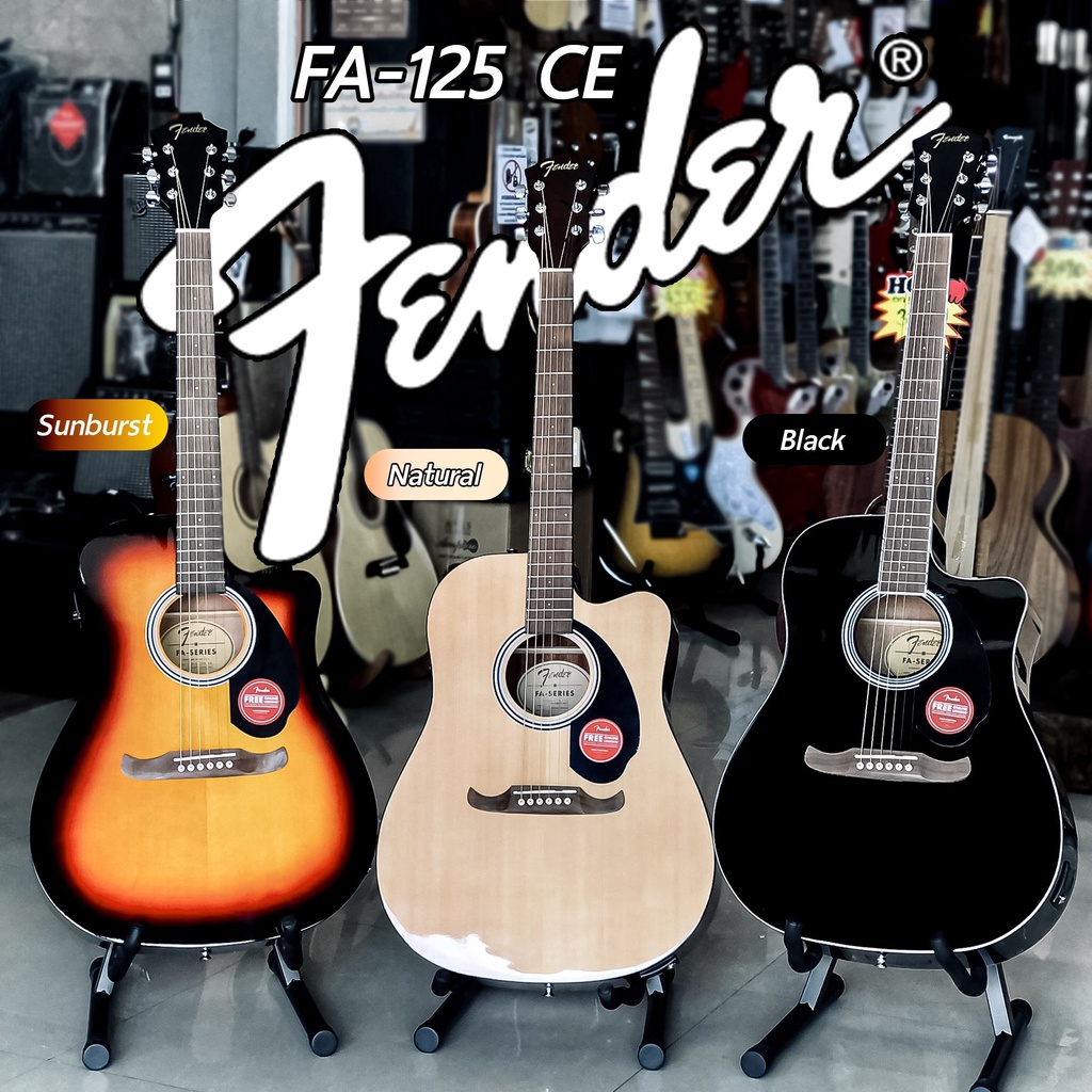 [โค้ดลด 1000-฿] Fender FA-125CE กีต้าร์โปร่งไฟฟ้า + รับประกันสินค้า EQ fender แท้ - มี 3 สี บอดี้ทรง