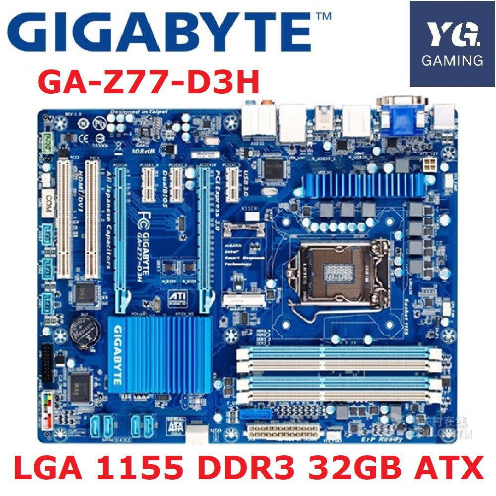 GIGABYTE GA-Z77-D3H Desktop Motherboard Z77 Socket LGA 1155 i3 i5 i7 DDR3 32G ATX UEFI BIOS Original Used Mainboard