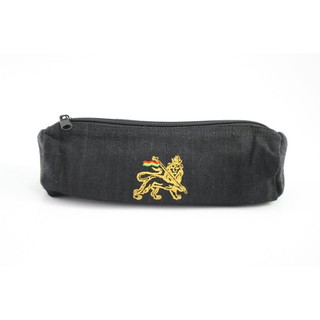 สินค้าราสต้า Pencil Case Black Lion of Judah กระเป๋าใส่ดินสอใยธรรมชาติ สีดำ ปักลาย LION OF JUDAH﻿﻿ 3×8 นิ้ว