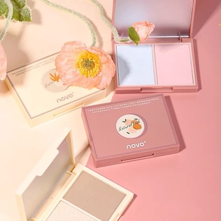 เฉดดิ้งและไฮไลท์ บรัชออน คอนทัวร์หน้าเรียว แบบตลับ 2 สี พร้อมกระจกในตัว NOVO Shadding Highlight Blush 5766 (ใหม่/แท้)