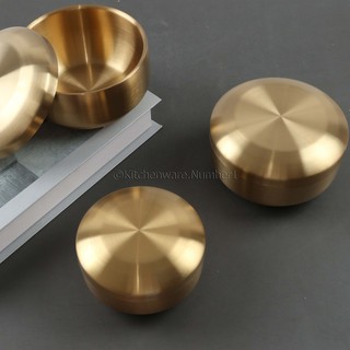 KITCHENWARE_NUMBER1 ถ้วยข้าวมีฝาสีทองสแตนเลส ราคาต่อใบ