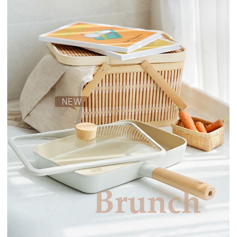 Neoflam fika IH Square Brunch Pan 29 ซม. + ฝาแก้ว