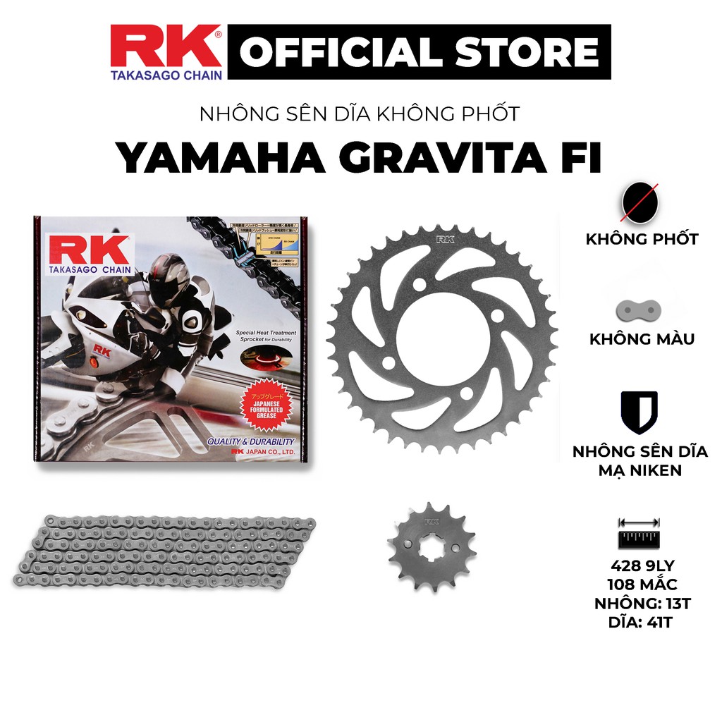 Rk Takasago chain Disc Sprocket สําหรับ Yamaha Gravita Fi รถจักรยานยนต ์ 9 ถ ้ วยเหล ็ กซีลยาง