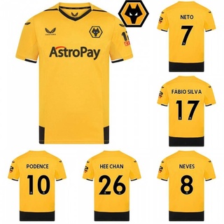 เสื้อกีฬาแขนสั้น ลายทีมชาติฟุตบอล Wolverhampton Wanderers GP1 2022-2023 ชุดเหย้า PG1