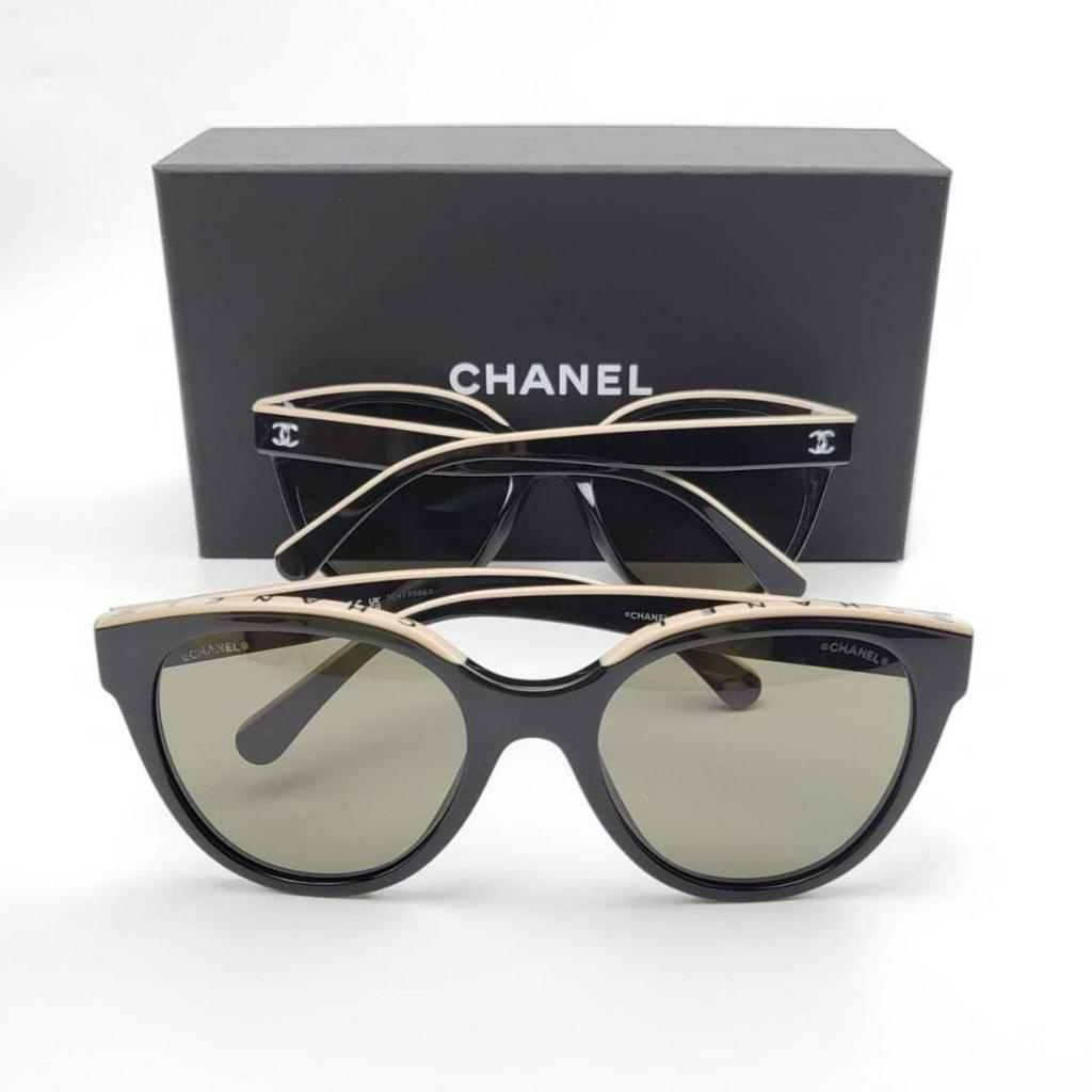 แว่นตากันแดด แบรนด์ Chanel สีดำ รุ่น Butterfly Black/Beige Sunglasses CH5414