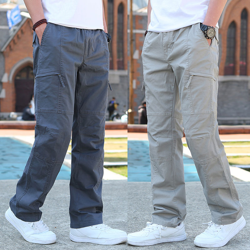 [ขนาดบวก] Men Jogger Pants Casual Cargo Pants Cotton Slack Straightcut Long Pants Sweatpants Large B