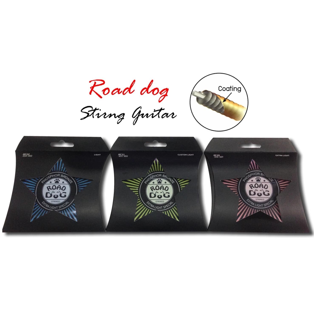 สายเคลือบกันสนิมยี่ห้อ Road Dog(โรดด๊อก) Road Dog guitar string AC10 .010-.047 Custom Light