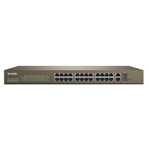 TENDA 24-Port 10/100M + 2-Port Gigabit TP/SFP Combo PoE Web Smart Switch| สวิตช์ PoE PoE PoE | TEF12