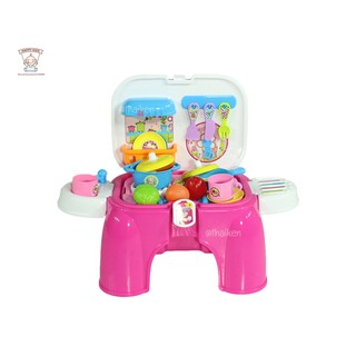 Thaiken ชุดเครื่องครัว เก้าอี้ 2in1 Kids kitchen (สีชมพู) 008-93