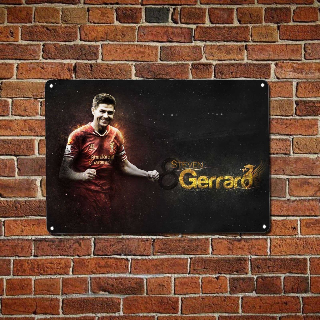 โปสเตอร์โลหะดีบุก ลาย Liverpool FC 2 Player Steven Gerrard สไตล์วินเทจ สําหรับตกแต่งผนังบ้าน ผับ ประตู