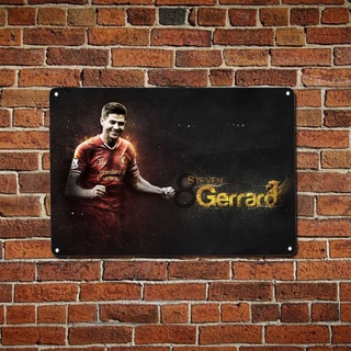 โปสเตอร์โลหะดีบุก ลาย Liverpool FC 2 Player Steven Gerrard สไตล์วินเทจ สําหรับตกแต่งผนังบ้าน ผับ ประตู