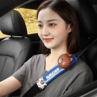 Line FRIENDS Brown Bear ปลอกหุ้มสายเข็มขัดนิรภัยสําหรับรถยนต์
