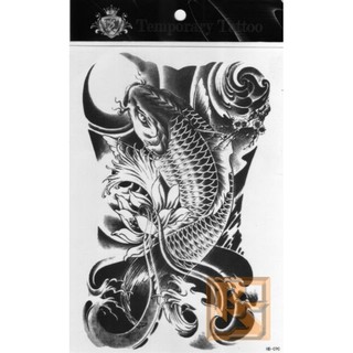 Tattoo แผ่นใหญ่ ลาย​ ปลาคราฟ​ Crap​ แท็ททู สติกเกอร์ HB-090