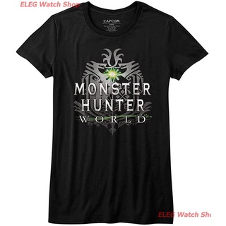 เสื้อยืดลำลอง Monster Hunter MHW Logo Black Juniors T-Shirt Tee Sports T-shirt