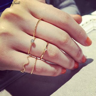 👍💍5Pcs / วง Set Ring วง Wave กองเหนือแหวน Knuckle Midi Lady Jewelry Charm