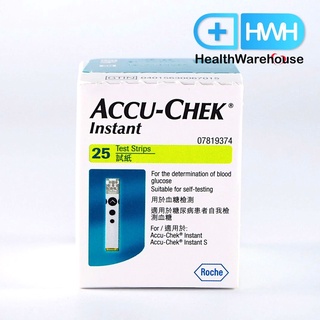 Accu-chek Instant Test Strips 25 pieces/box Accu Chek แผ่นวัดระดับน้ำตาลในเลือด 25 ชิ้น/กล่อง