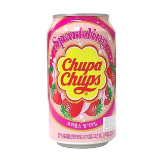 CHUPA CHUPS SPARKLING DRINKS จูปาจุ๊ปส์ น้ำผลไม้ผสมโซดา รสนมสตรอเบอรี่🍓 345ml