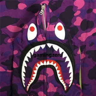 [พรีออเดอร์] BAPE Color Purple Camo Shark Full-Zip Hoodie