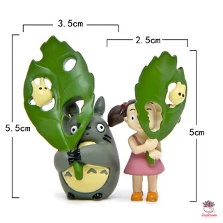 โตโตโร่ กับ ใบไม้มีรู [ เซต 2 ชิ้น ] ตุ๊กตาจิ๋ว โมเดลจิ๋ว แต่งสวน