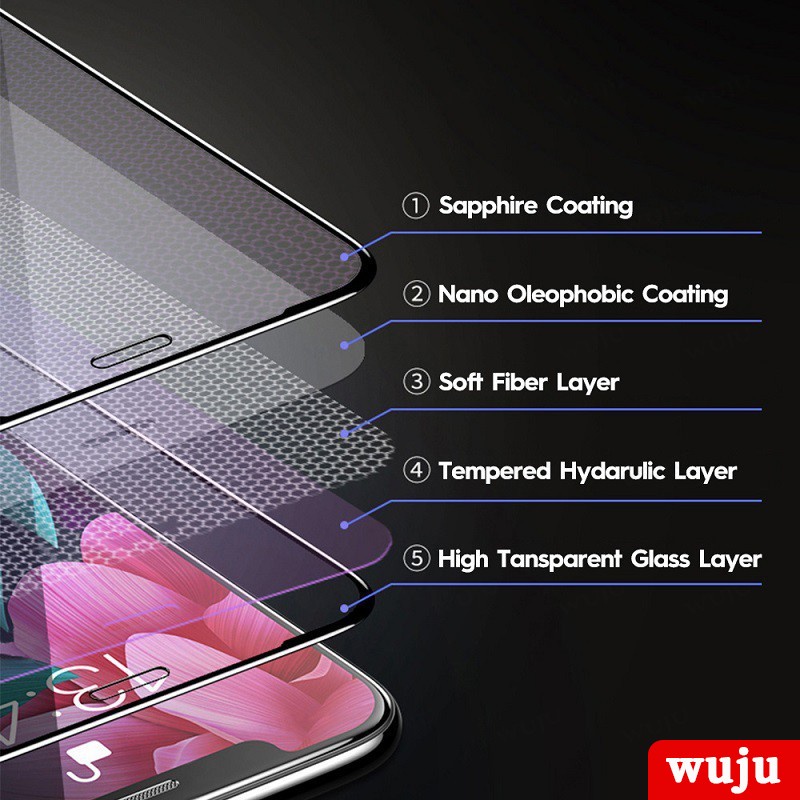 Wuju ฟิล์มกระจกนิรภัยกันรอยหน้าจอ 10D ใสมาก สําหรับ iPhone 16 15 14 11 12 13 Pro Max XR X XS Max Plus SE