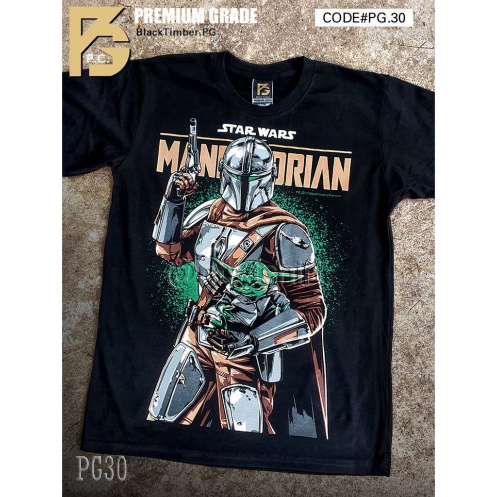 PG 30 Mandalorian Baby Yoda เสื้อยืด ลายหนังซีรี่ย์ สีดำ สกรีนแน่น ผ้านุ่ม cotton100% S M L XL XXL