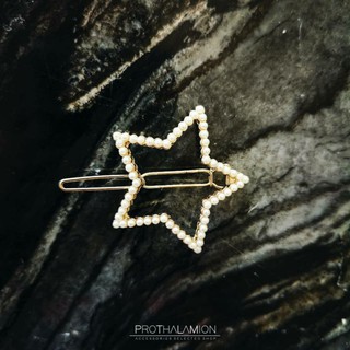 Cute Pearl Star Gold Hair Clips : กิ๊บ ติดผม สีทอง ประดับ มุก รูป ดาว