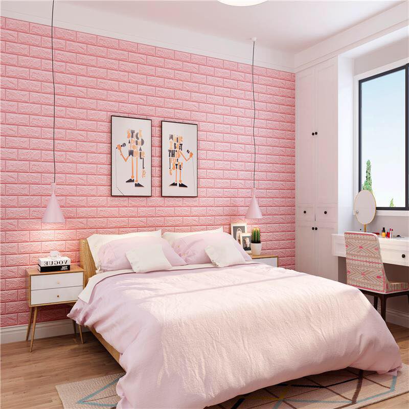 ●◈wallpaper ติดผนังสีพื้น  ถูกสุด พร้อมส่ง  4 mm แผ่นผนัง wallpaper 3d ลายอิฐ มีกาวในตัว แผ่นใหญ่ สั