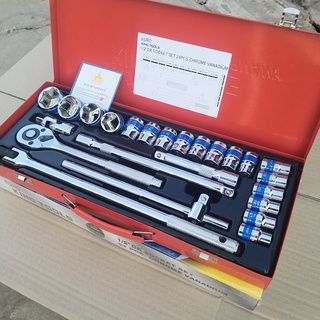 ชุดประแจบล็อก EURO KING TOOLS 1/2" (4หุน) 24 ชิ้น 6 เหลี่ย,