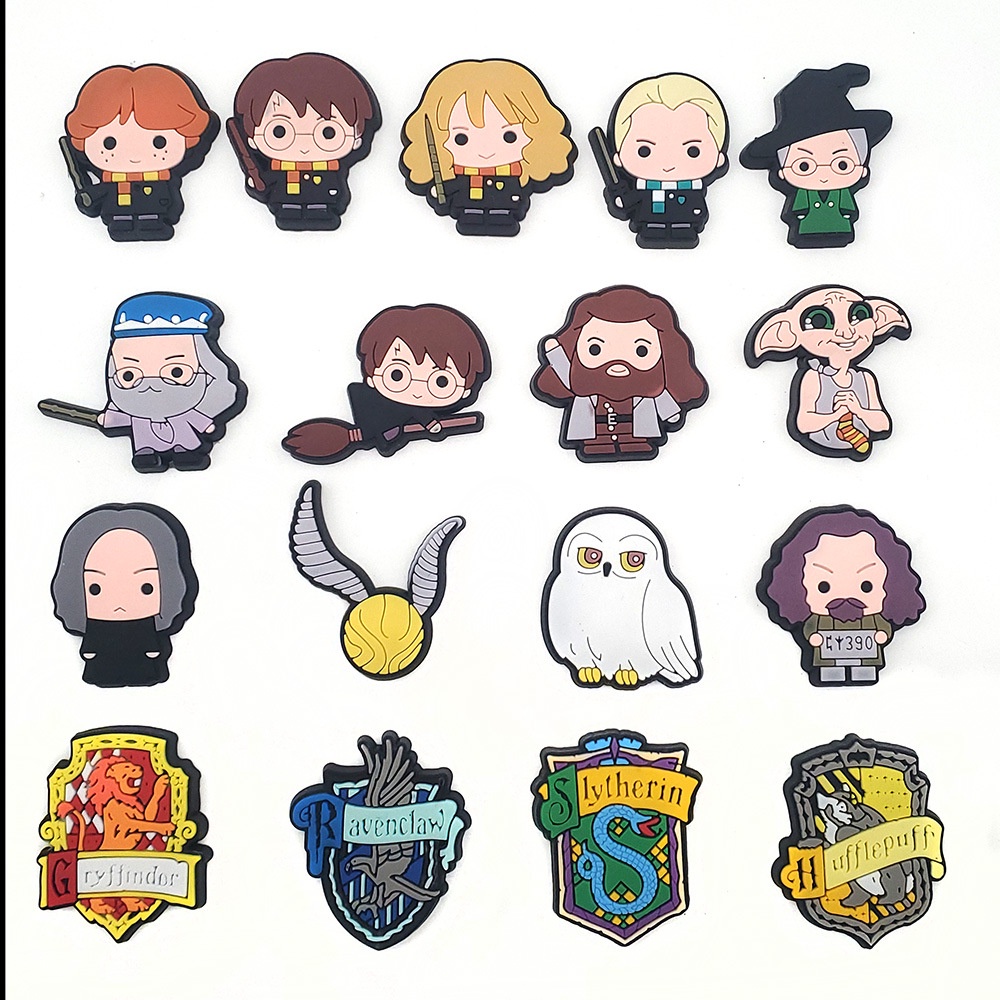 การ์ตูนอะนิเมะ Jibbits สําหรับ Croc Harry Potter Crocs อุปกรณ์เสริม Badge รองเท้า Charms Gryffindor Crocks Jibbitz สําหรับเด็กรองเท้าหัวเข็มขัดตกแต่ง