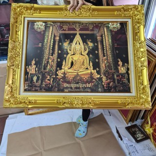 พระพุทธชินราช จังหวัดพิษณุโลก (ใส่กรอบหลุยส์+ได้รูป+กระจก)  ติดบ้าน ร้านค้า ของขวัญ ที่ระลึก ขึ้นบ้านใหม่ วันเกิด