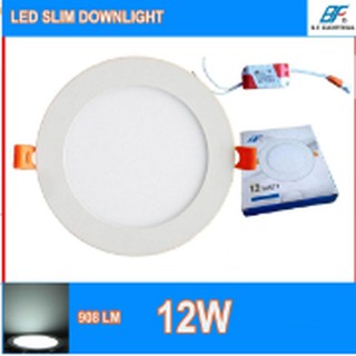 โคมไฟดาวน์ไลท์ โคมเพดาน โคมฝังฝ้า ดาวน์ไลท์ สลิม แบบฝัง กลม LED Downlight Slim 12W.