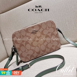 COACH 91677 MINI CAMERA BAG IN SIGNATURE CANVAS สีมาใหม่ รุ่นขายดีที่สุด!! กระเป๋าสะพายข้างไซส์มินิ คลาสสิคอยู่ทรง