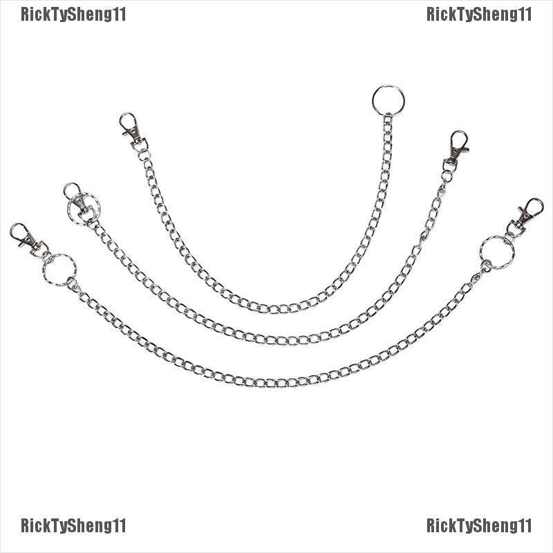 2x Silver Hipster Chain Keyring Jeans Wallet Belt Key Gothic Biker David Beckham - Foto 10