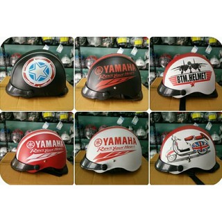 หมวกกันน็อคหุ้มหนัง YAMAHA แดงขาว  ดำแดง  ฟ้าขาว  ขาวแดง ( แถมฟรี กระจกบังแดด )